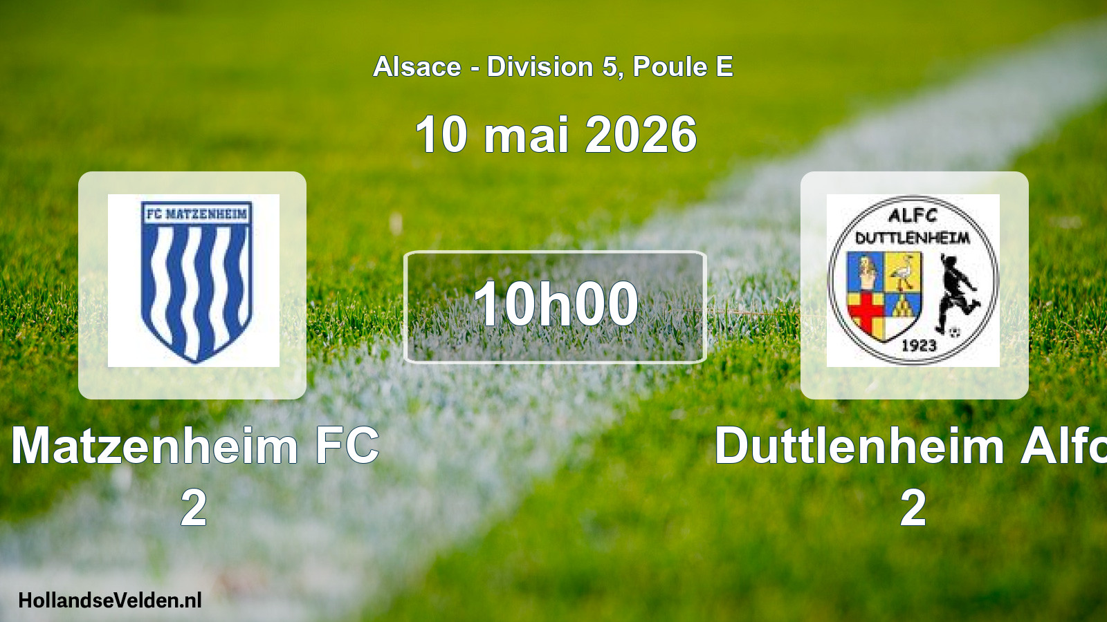Geplande wedstrijd: Matzenheim FC 2 - Duttlenheim Alfc 2 (10 mei 2026)