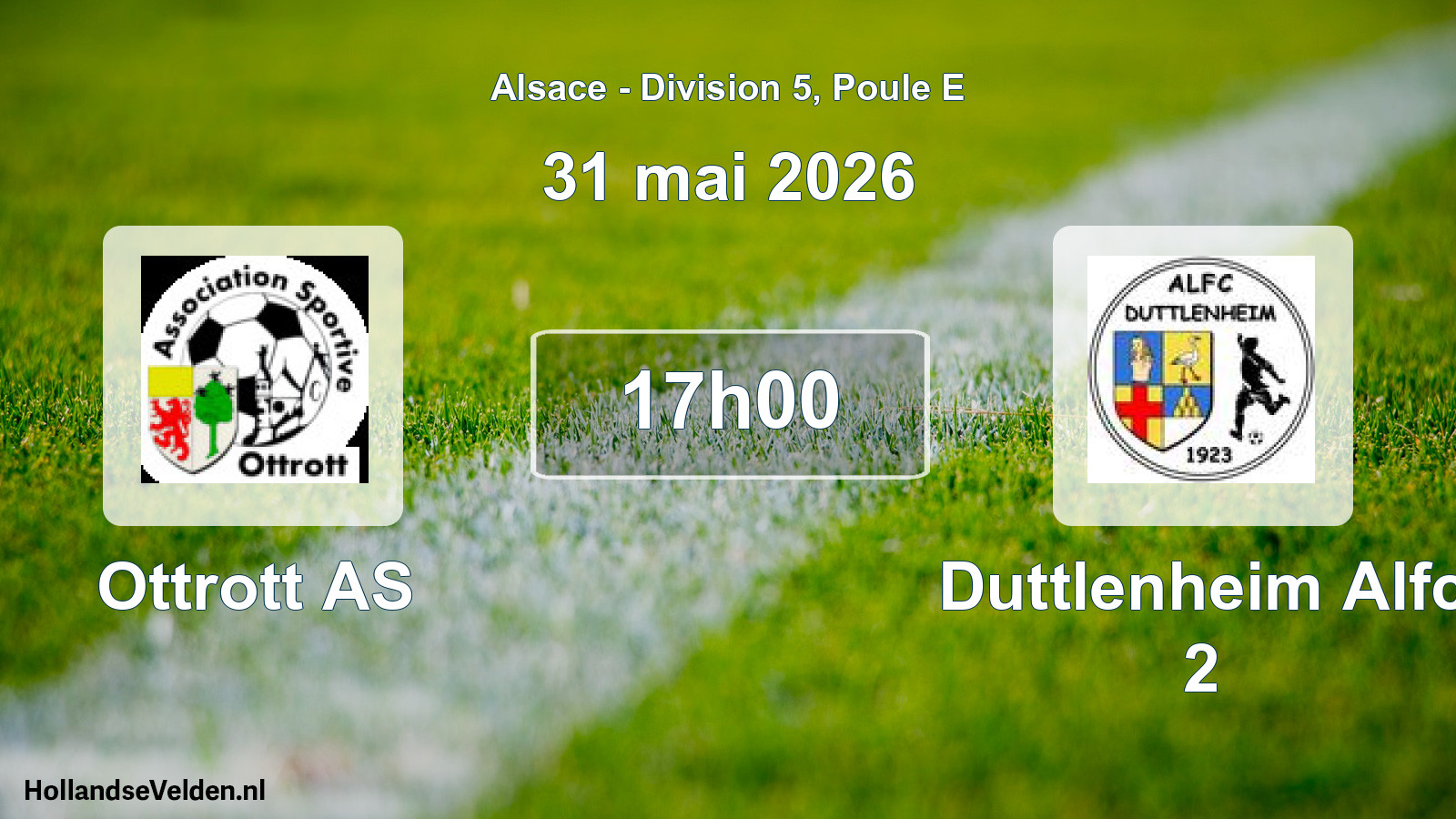 Match programmé: Ottrott AS - Duttlenheim Alfc 2 (31 mai 2026)