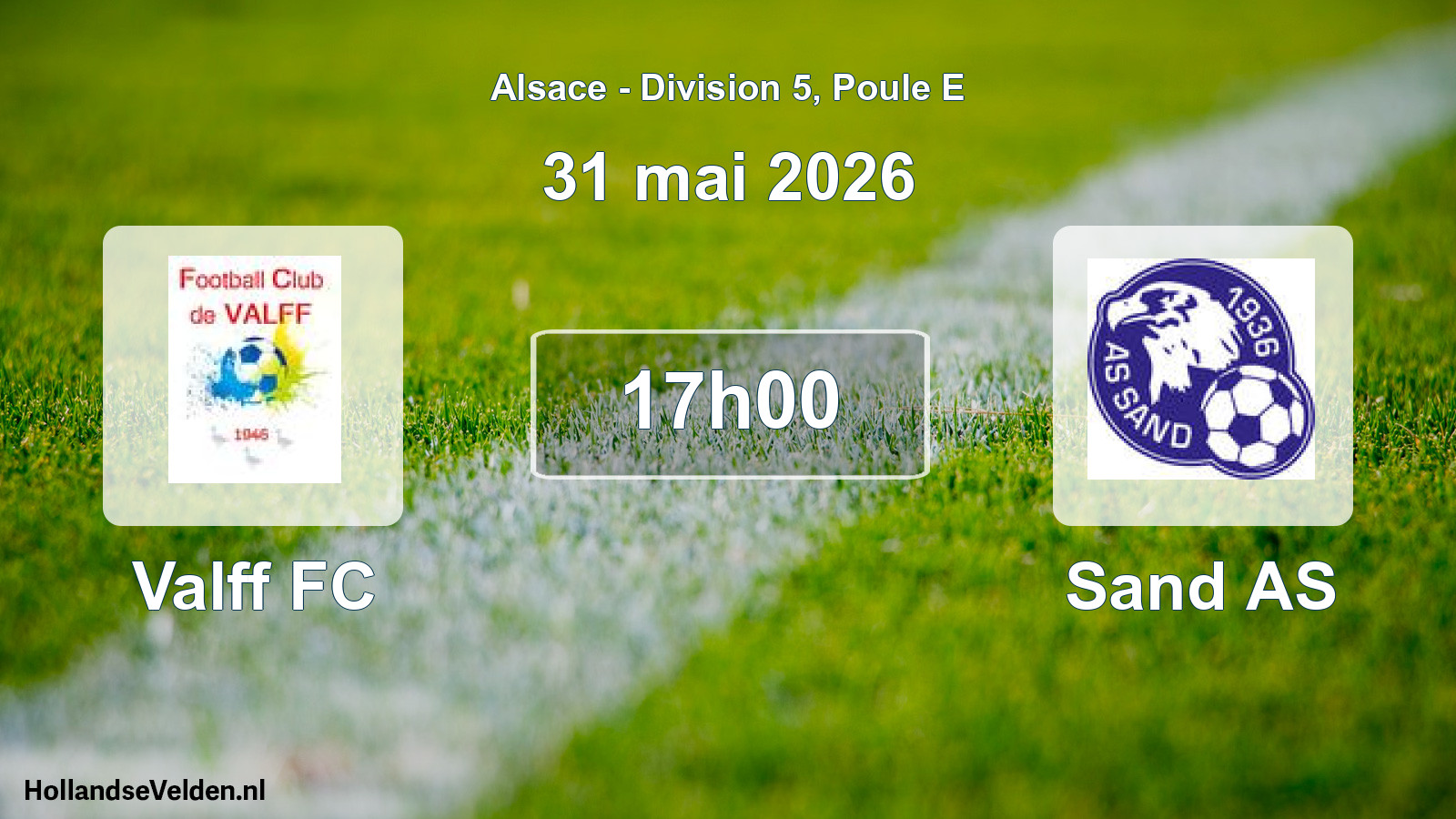 Match programmé: Valff FC - Sand AS (31 mai 2026)