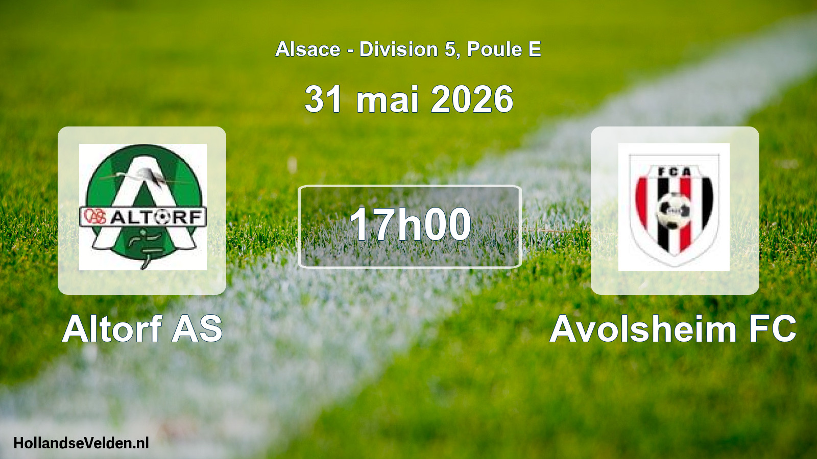 Match programmé: Altorf AS - Avolsheim FC (31 mai 2026)