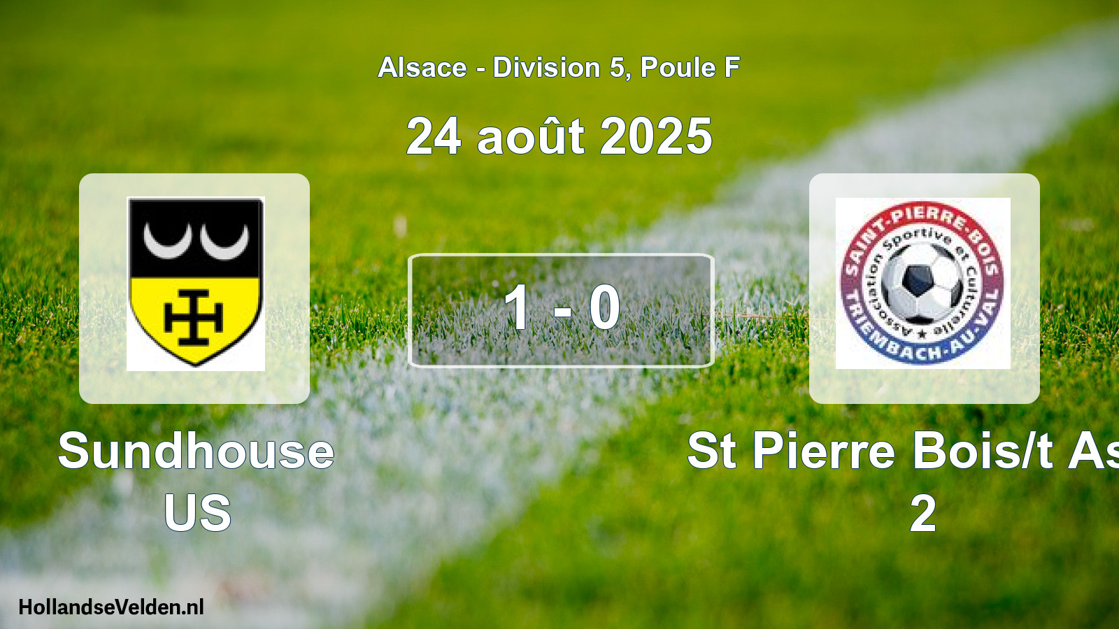 Total number of matches played: Sundhouse US - St Pierre Bois/t Asc 2 1 - 0 (24 August 2025)