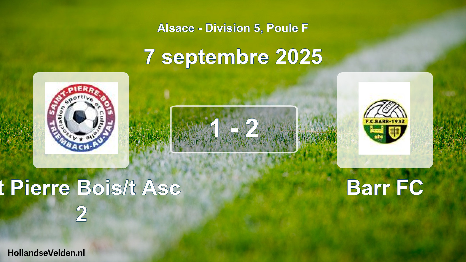 Match joué: St Pierre Bois/t Asc 2 - Barr FC 1 - 2 (7 septembre 2025)