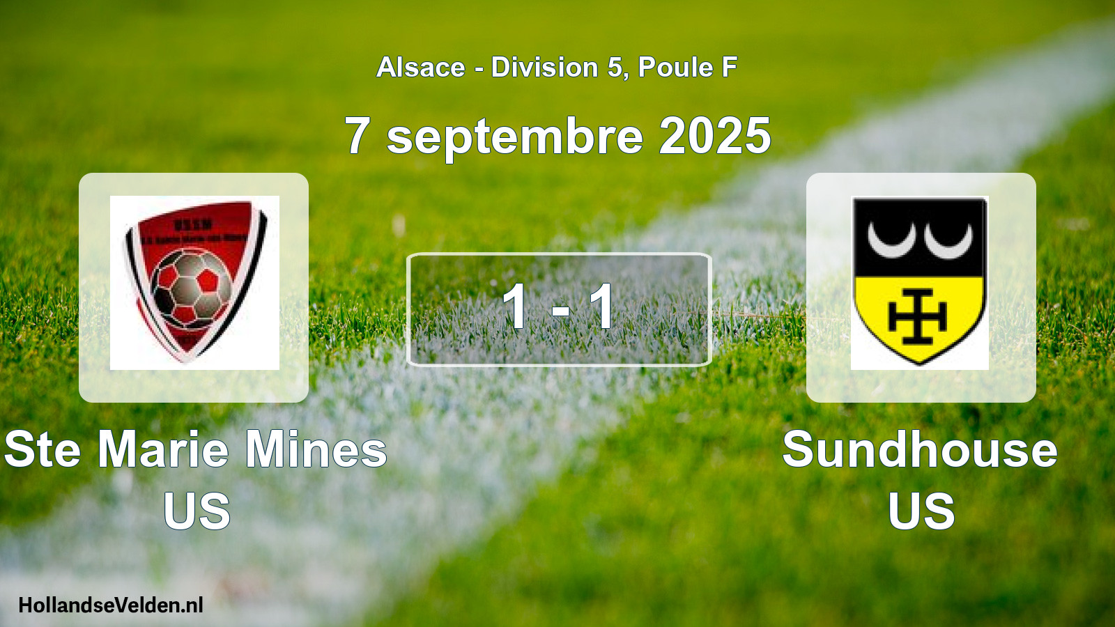 Match joué: Ste Marie Mines US - Sundhouse US 1 - 1 (7 septembre 2025)