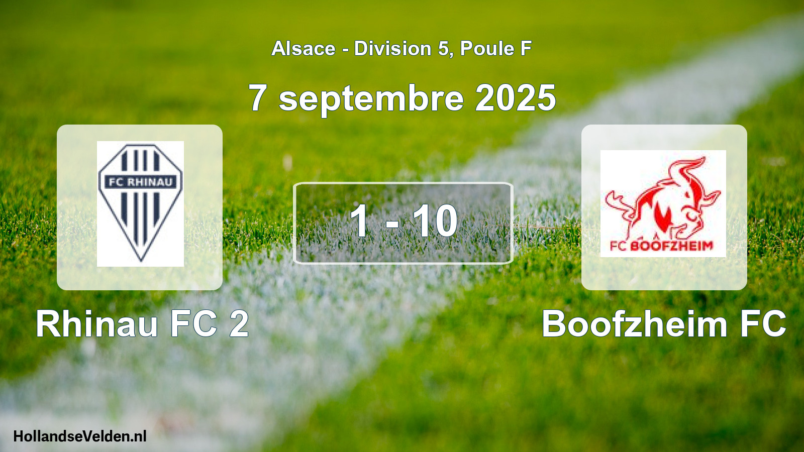 Match joué: Rhinau FC 2 - Boofzheim FC 1 - 10 (7 septembre 2025)