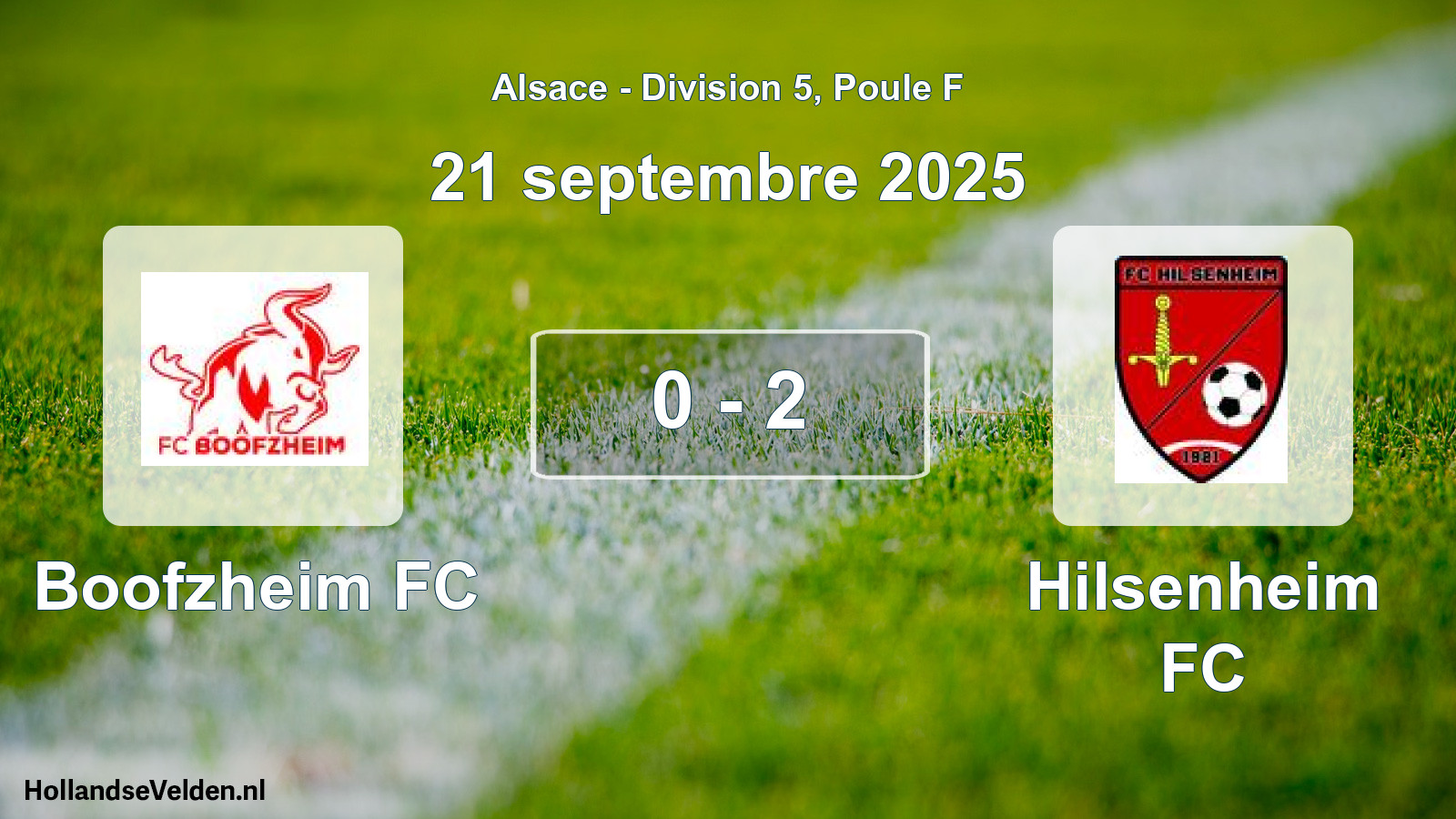 Match joué: Boofzheim FC - Hilsenheim FC 0 - 2 (21 septembre 2025)