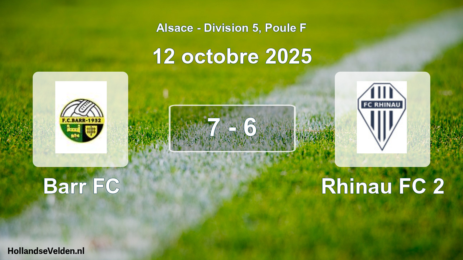 Total number of matches played: Barr FC - Rhinau FC 2 7 - 6 (12 October 2025)