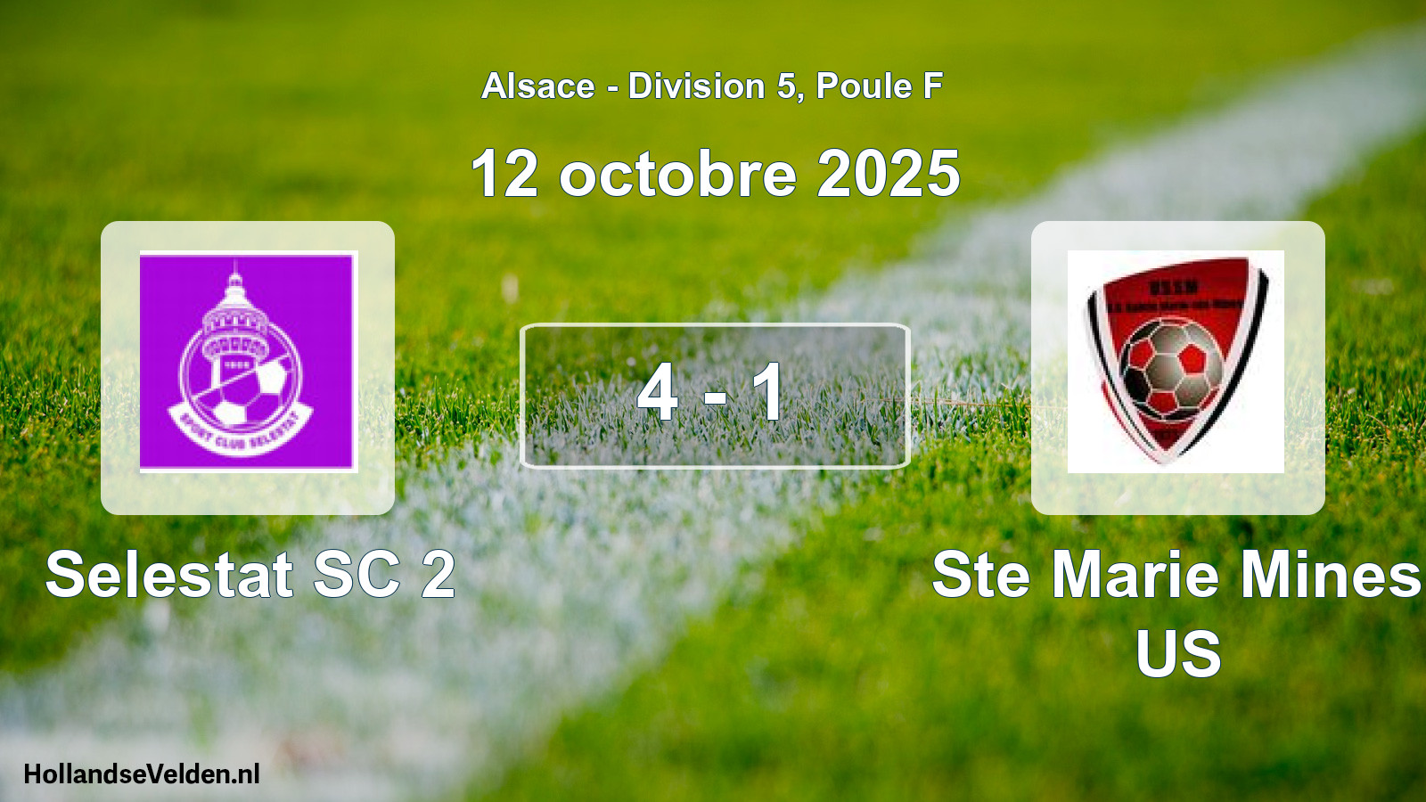 Match joué: Selestat SC 2 - Ste Marie Mines US 4 - 1 (12 octobre 2025)