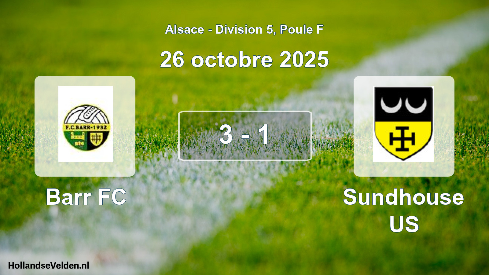 Match joué: Barr FC - Sundhouse US 3 - 1 (26 octobre 2025)