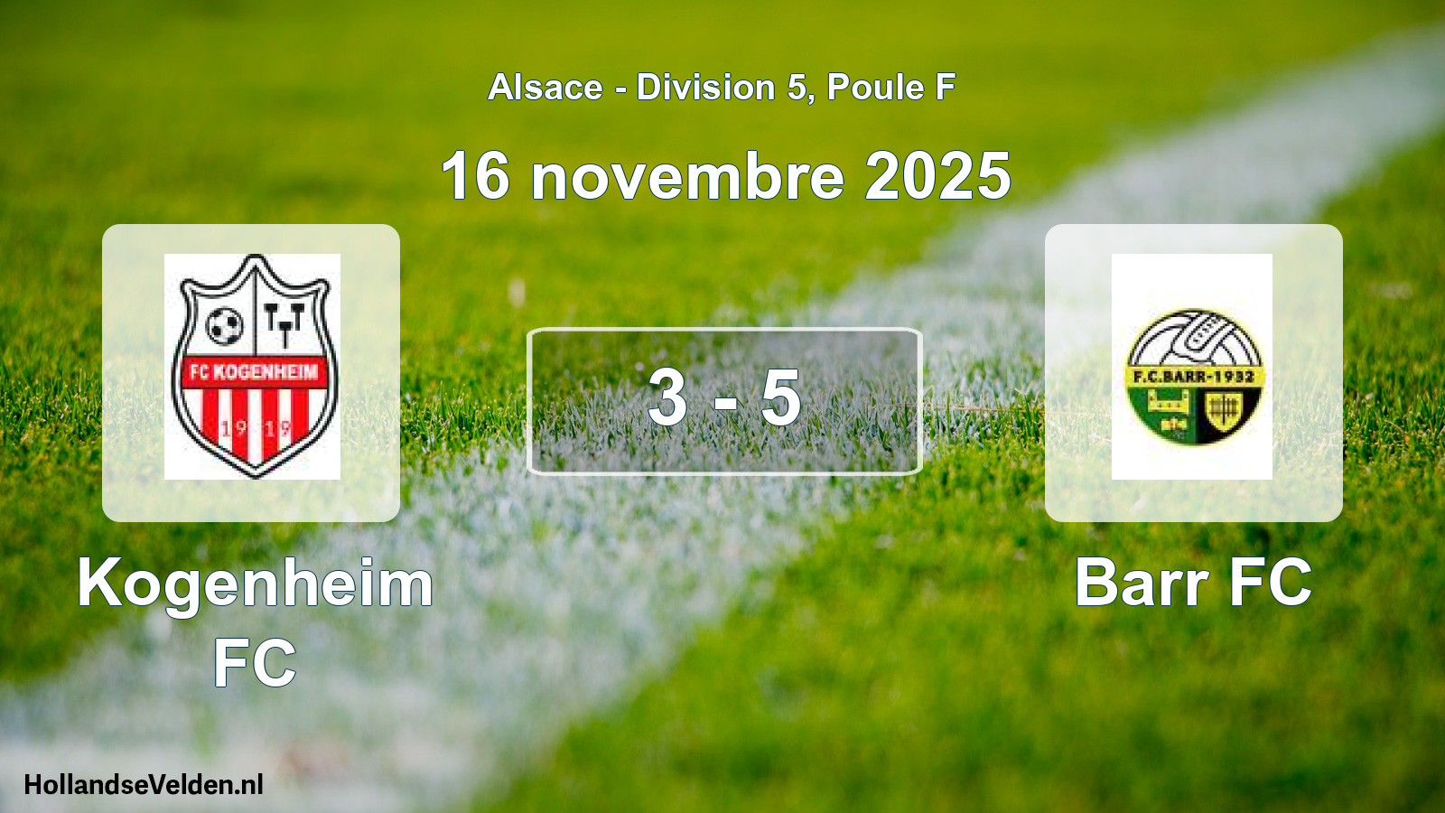 Match joué: Kogenheim FC - Barr FC 3 - 5 (16 novembre 2025)