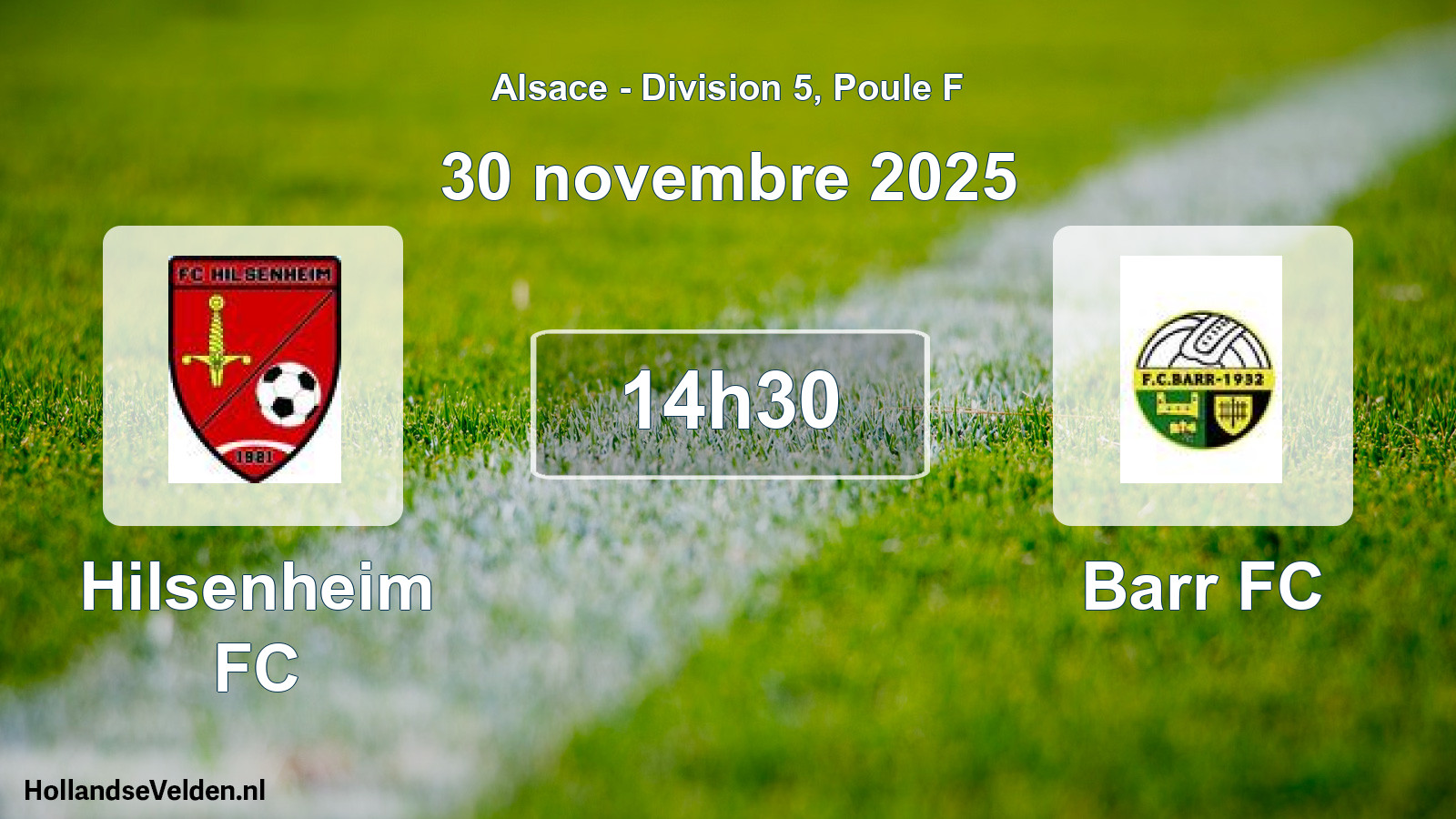 Match programmé: Hilsenheim FC - Barr FC (30 novembre 2025)