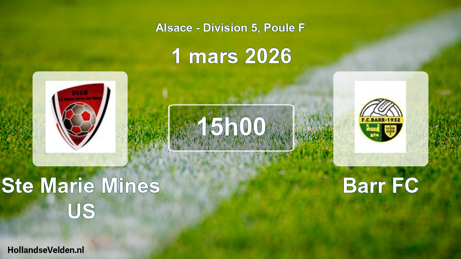 Scheduled Match: Ste Marie Mines US - Barr FC (1 March 2026)