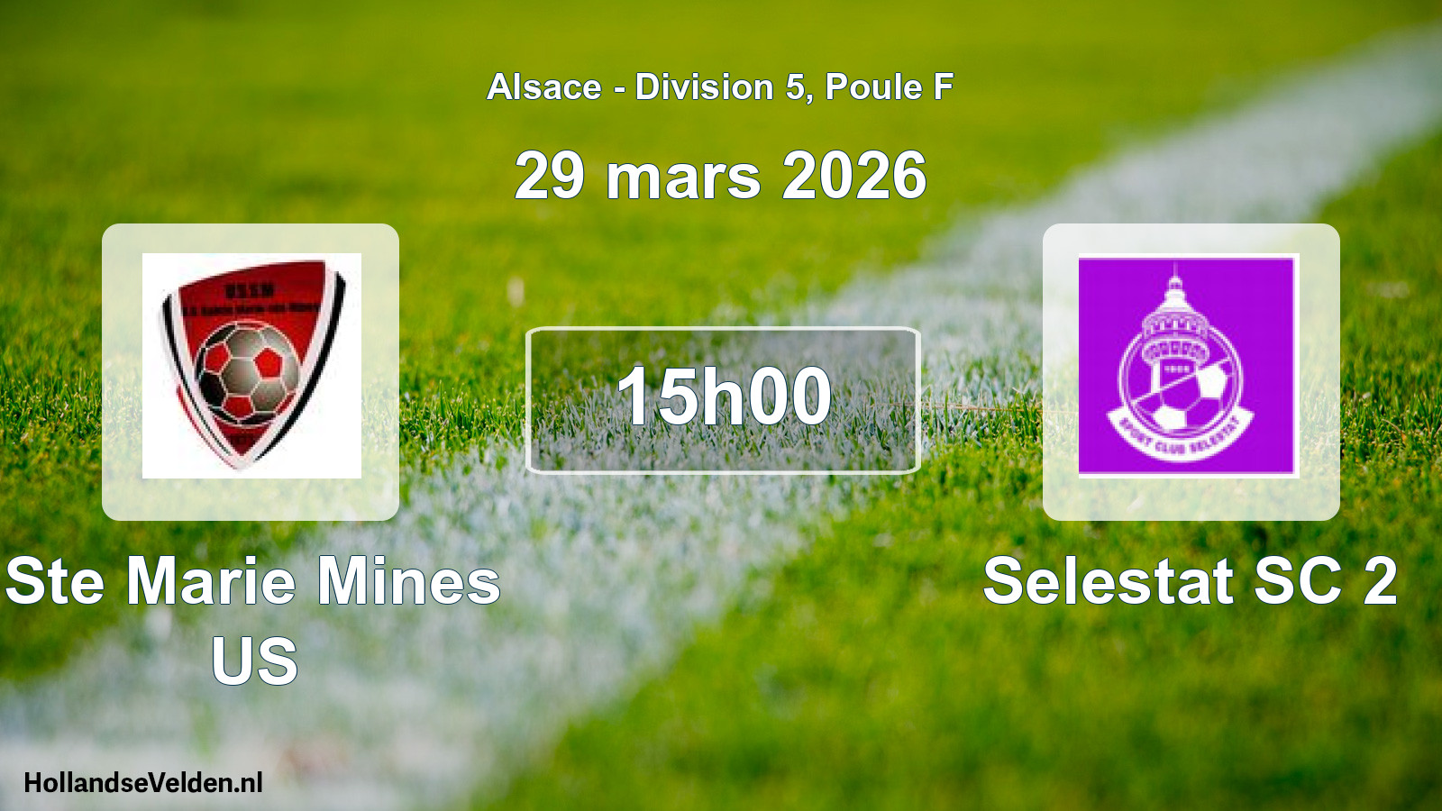 Match programmé: Ste Marie Mines US - Selestat SC 2 (29 mars 2026)
