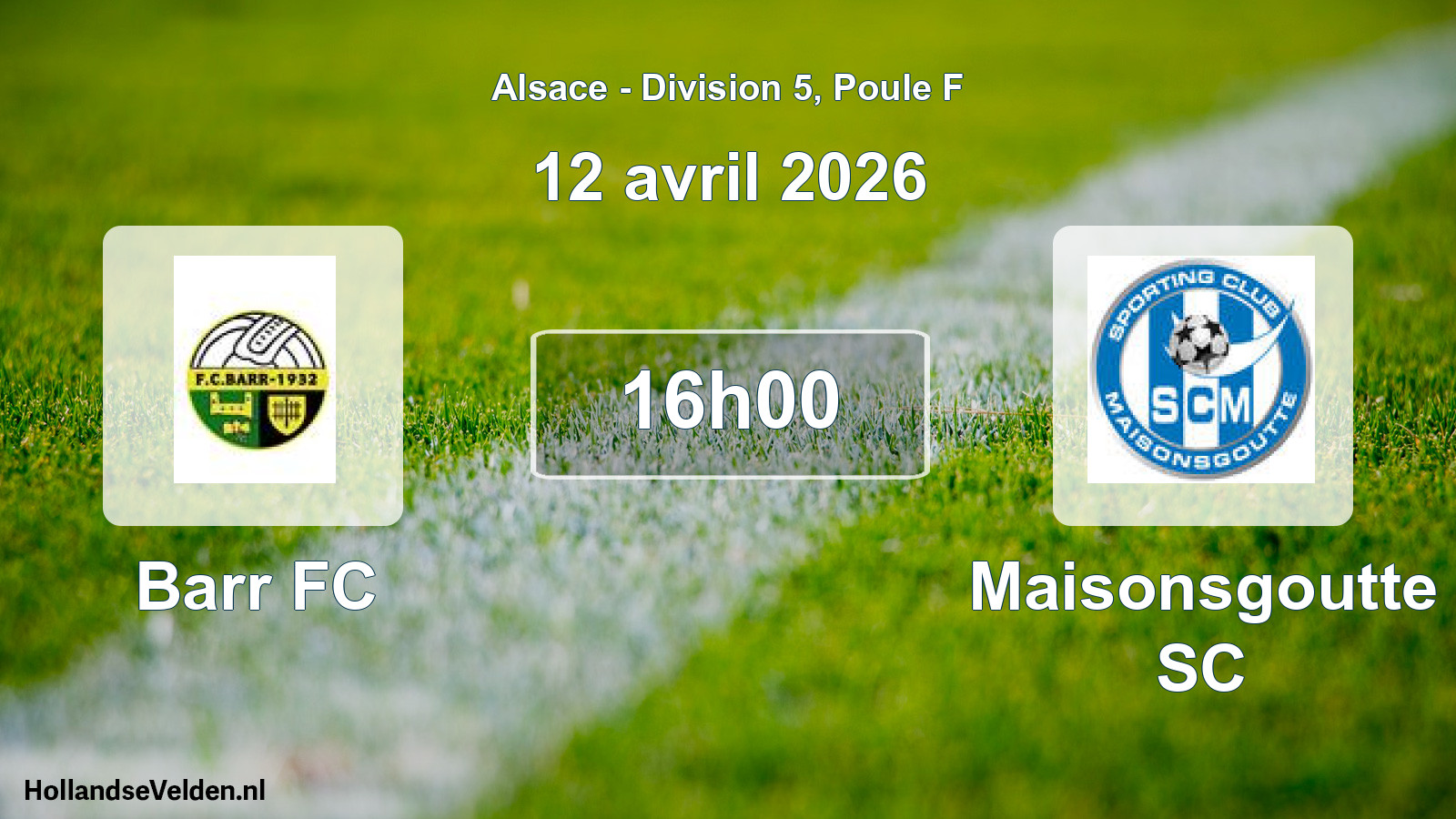 Geplande wedstrijd: Barr FC - Maisonsgoutte SC (12 april 2026)