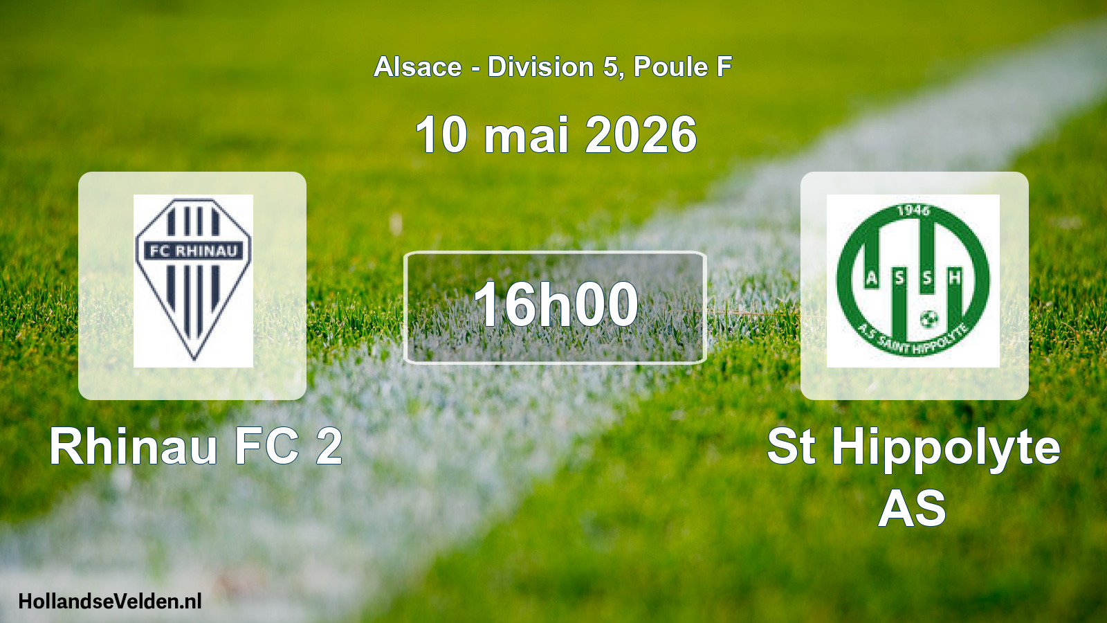 Match programmé: Rhinau FC 2 - St Hippolyte AS (10 mai 2026)