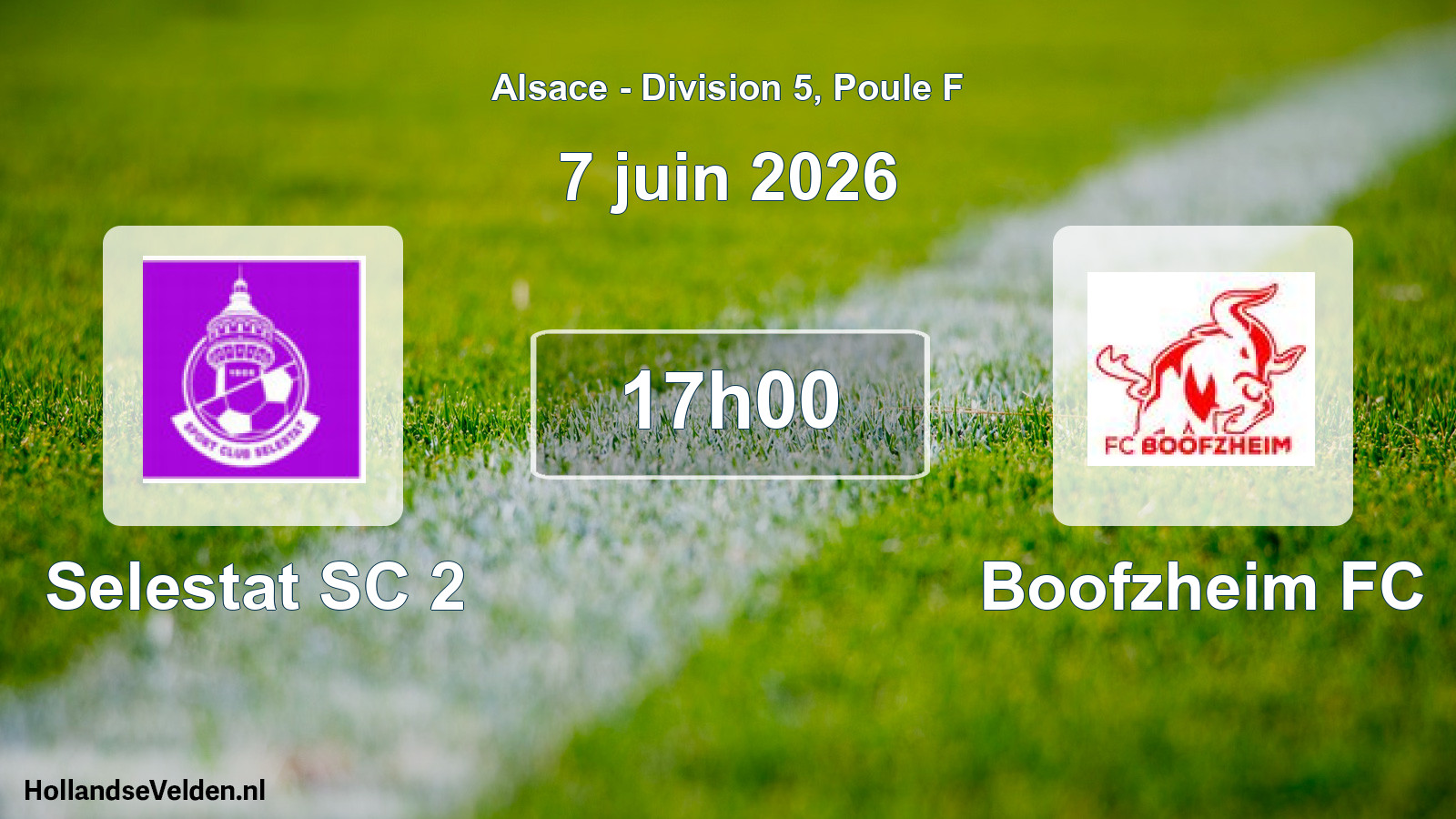 Match programmé: Selestat SC 2 - Boofzheim FC (7 juin 2026)