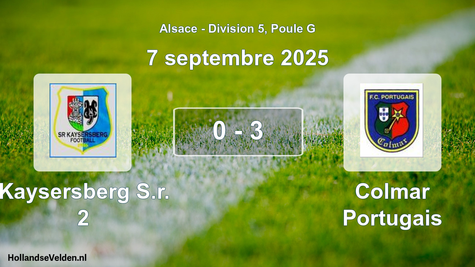 Match joué: Kaysersberg S.r. 2 - Colmar Portugais 0 - 3 (7 septembre 2025)