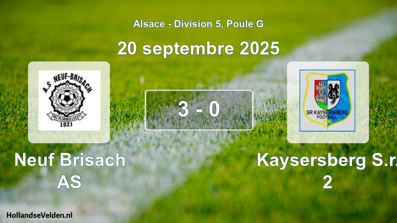 Total number of matches played: Neuf Brisach AS - Kaysersberg S.r. 2 3 - 0 (20 September 2025)