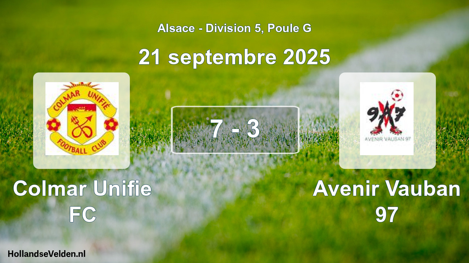 Match joué: Colmar Unifie FC - Avenir Vauban 97 7 - 3 (21 septembre 2025)