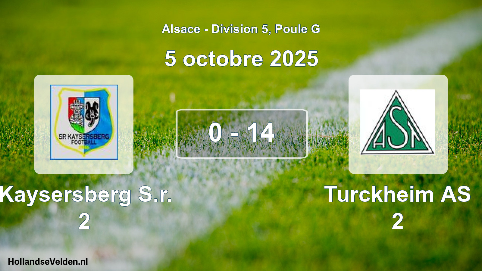 Match joué: Kaysersberg S.r. 2 - Turckheim AS 2 0 - 14 (5 octobre 2025)