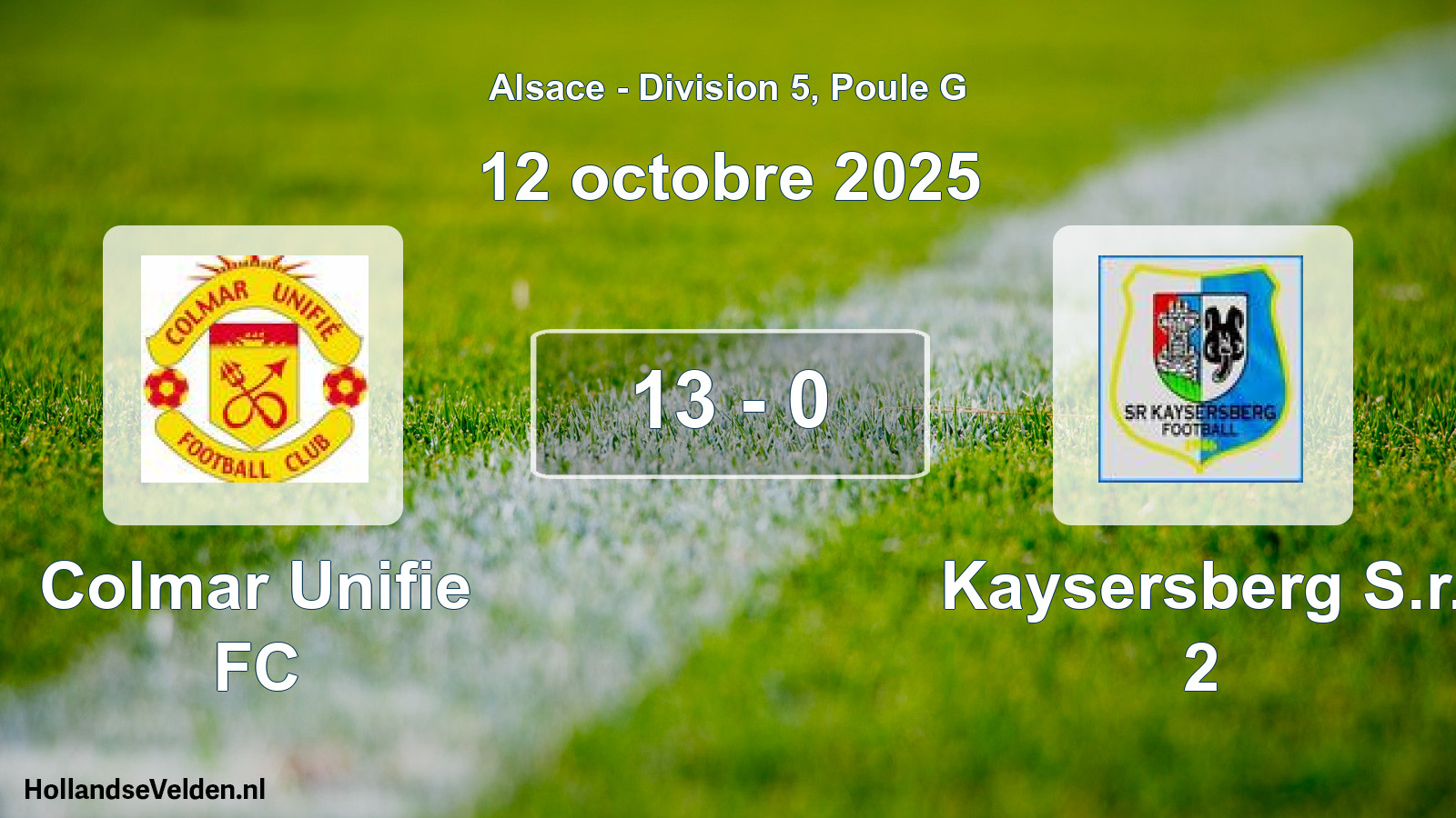 Match joué: Colmar Unifie FC - Kaysersberg S.r. 2 13 - 0 (12 octobre 2025)
