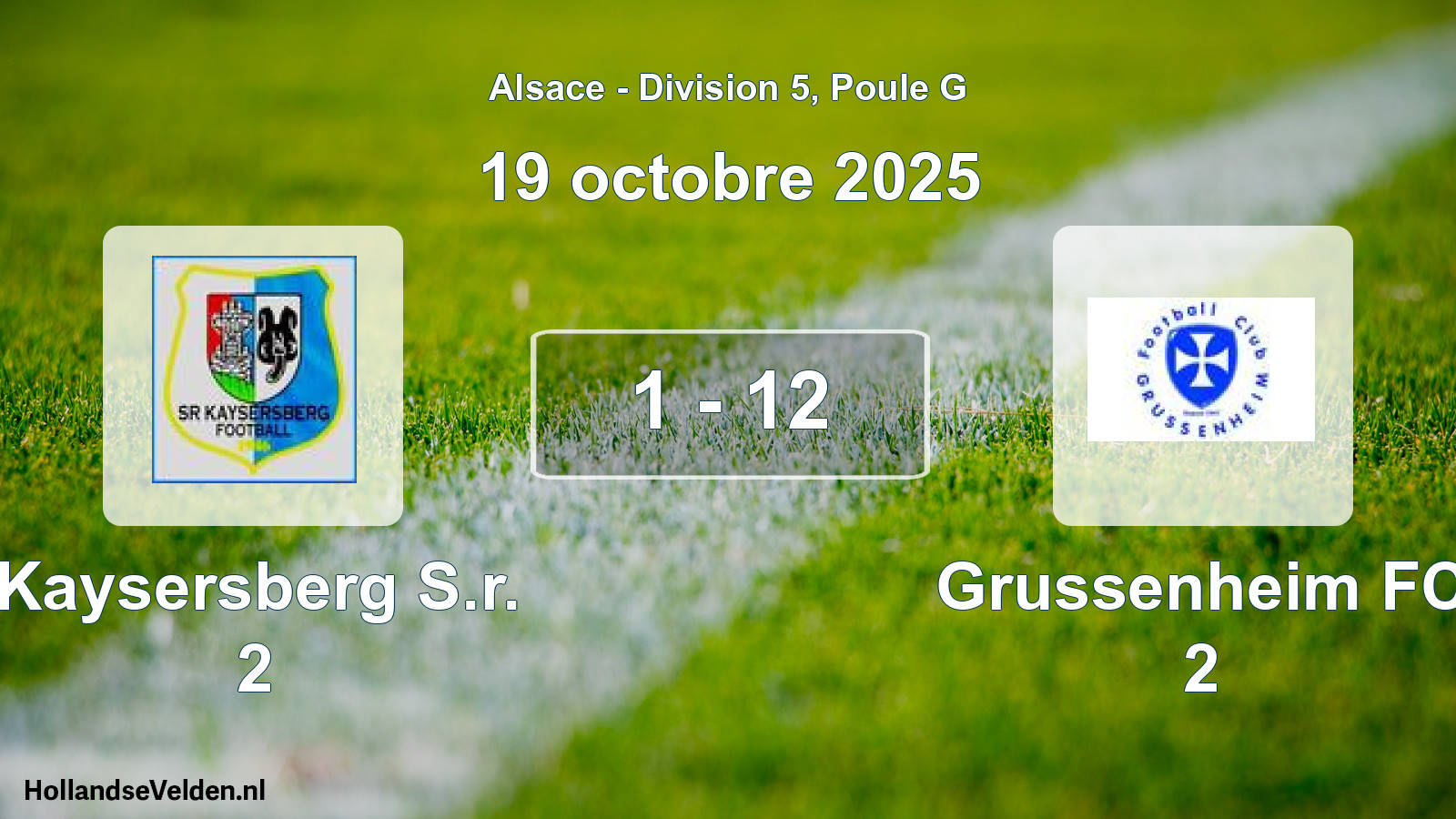 Match joué: Kaysersberg S.r. 2 - Grussenheim FC 2 1 - 12 (19 octobre 2025)