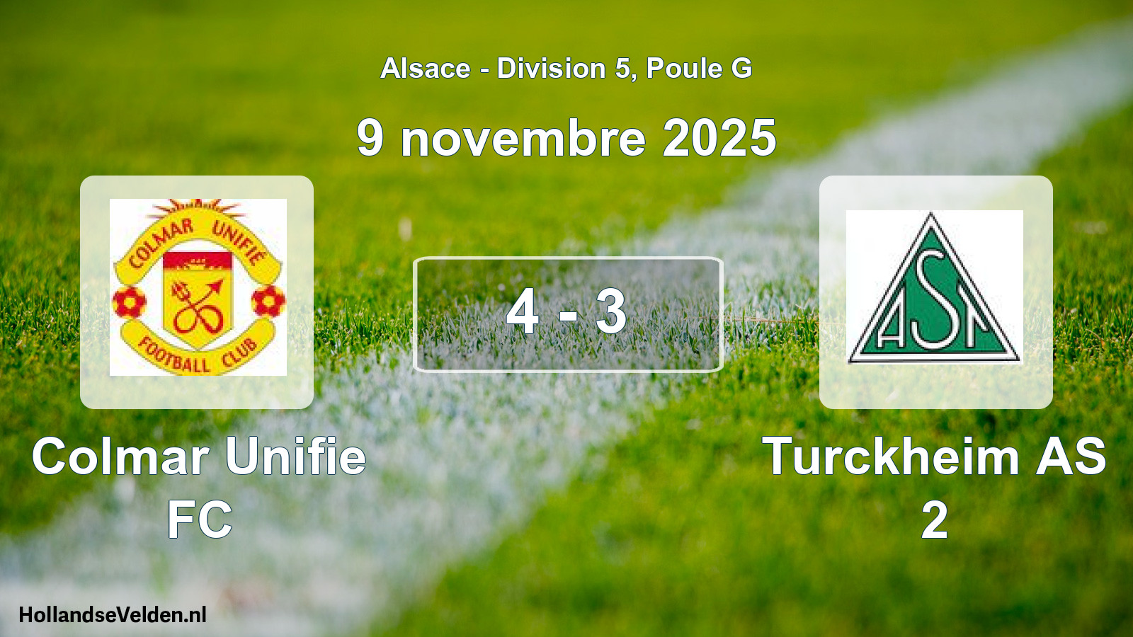 Match joué: Colmar Unifie FC - Turckheim AS 2 4 - 3 (9 novembre 2025)