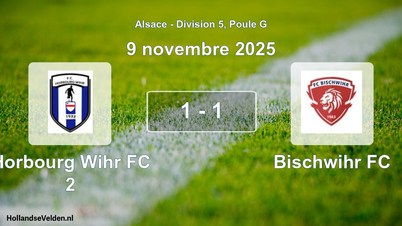 Match joué: Horbourg Wihr FC 2 - Bischwihr FC 1 - 1 (9 novembre 2025)