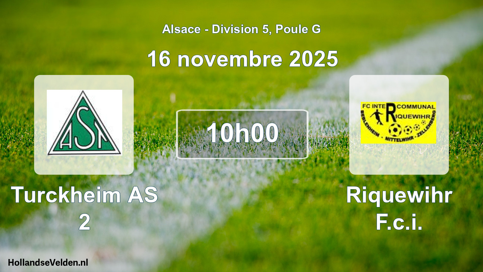 Match programmé: Turckheim AS 2 - Riquewihr F.c.i. (16 novembre 2025)
