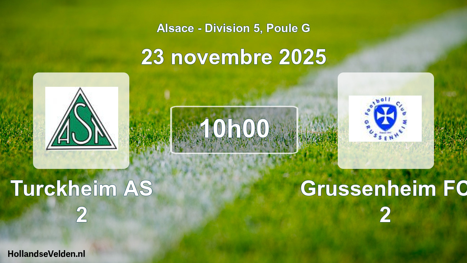 Match programmé: Turckheim AS 2 - Grussenheim FC 2 (23 novembre 2025)