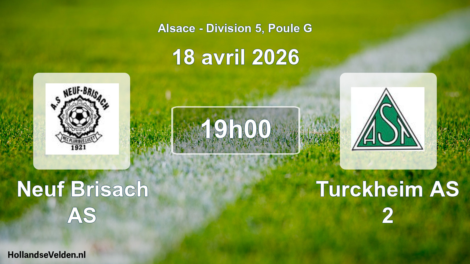 Match programmé: Neuf Brisach AS - Turckheim AS 2 (18 avril 2026)
