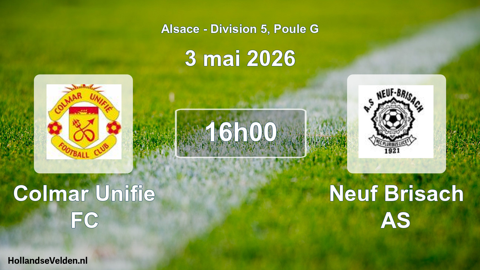 Geplande wedstrijd: Colmar Unifie FC - Neuf Brisach AS (3 mei 2026)