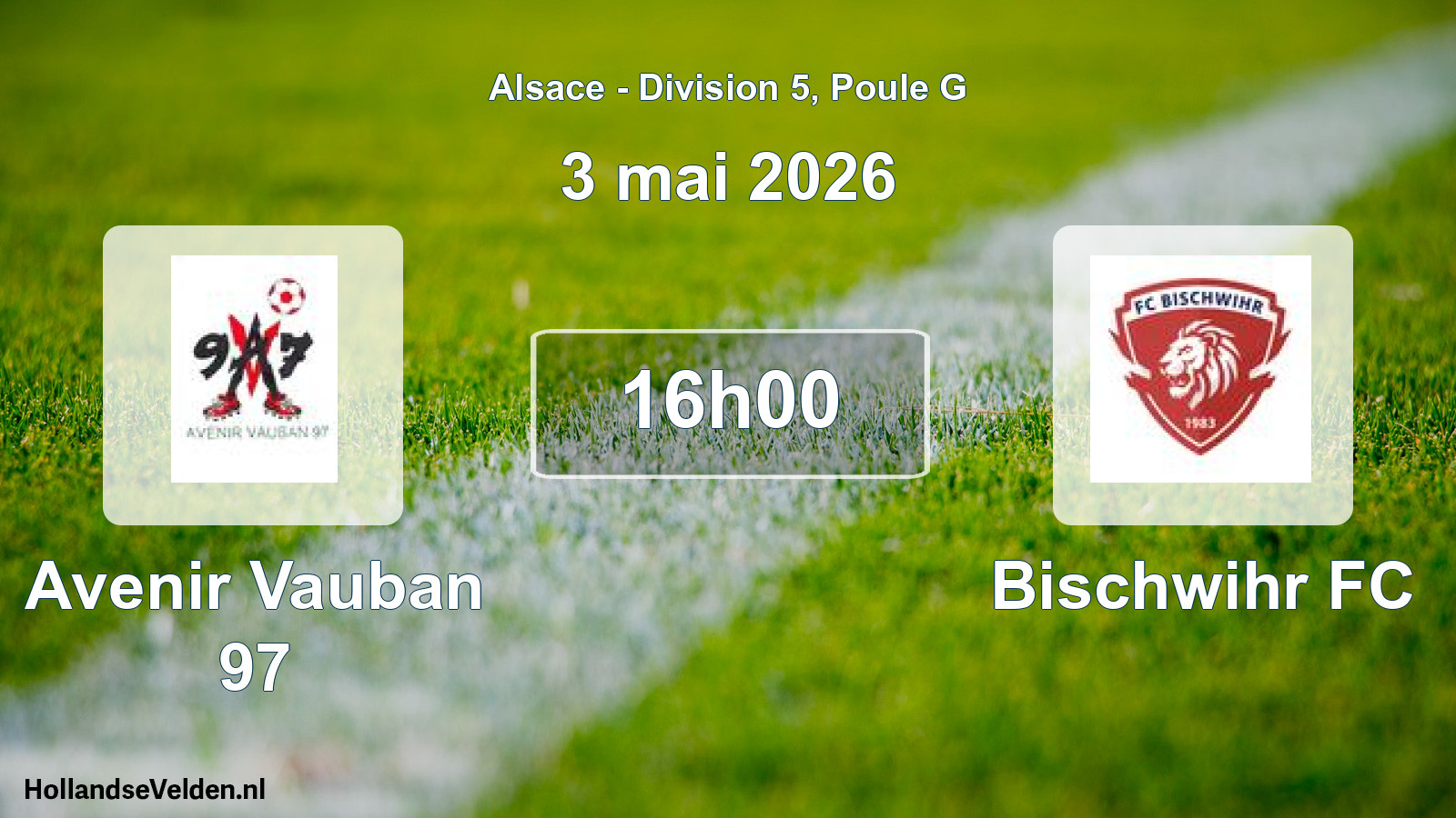 Match programmé: Avenir Vauban 97 - Bischwihr FC (3 mai 2026)