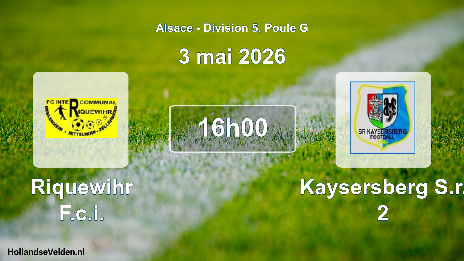 Match programmé: Riquewihr F.c.i. - Kaysersberg S.r. 2 (3 mai 2026)