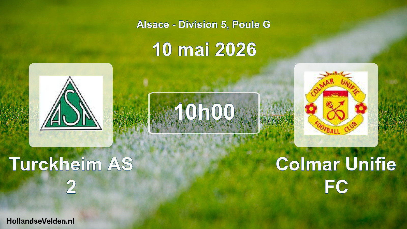 Match programmé: Turckheim AS 2 - Colmar Unifie FC (10 mai 2026)