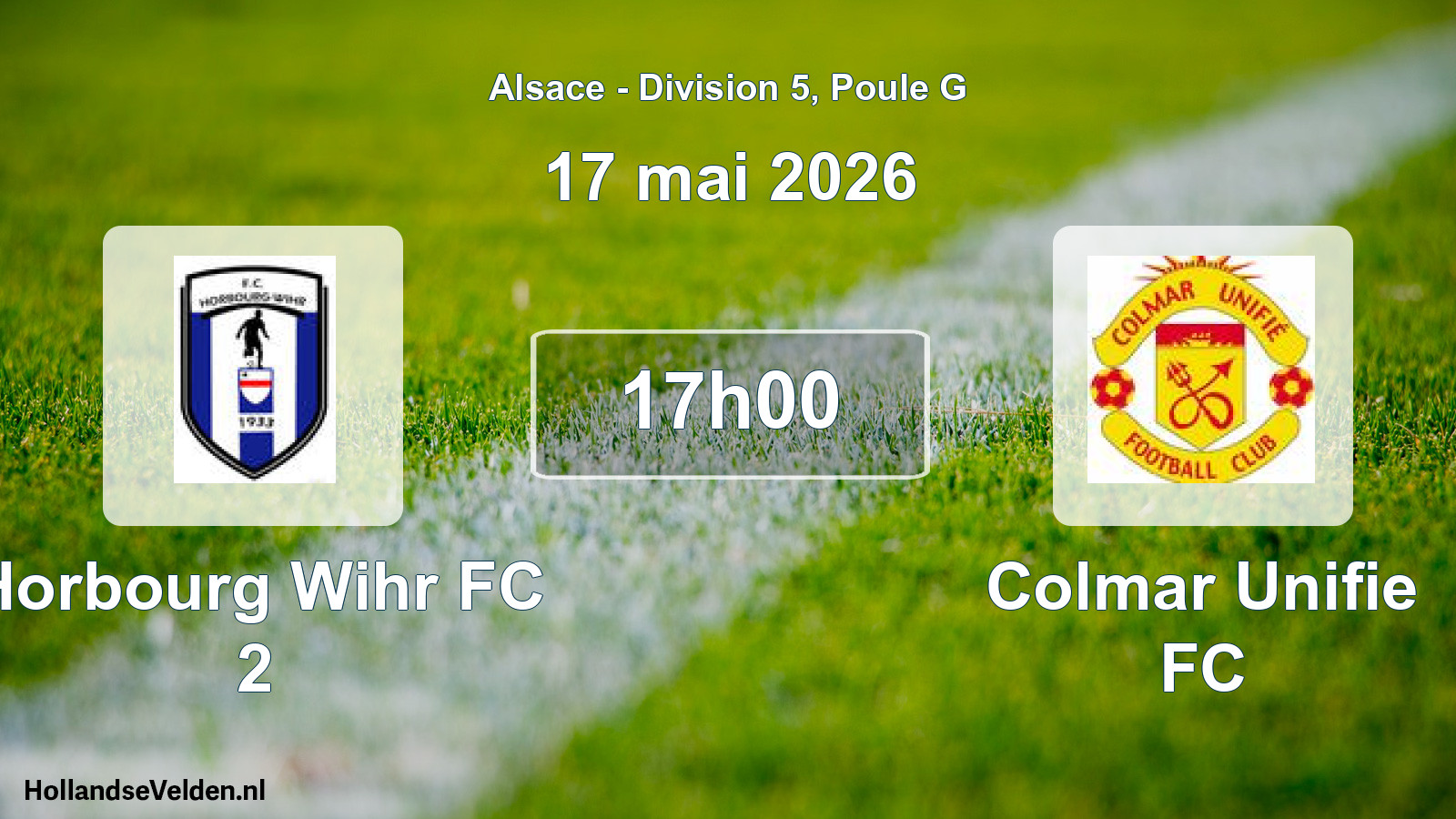 Match programmé: Horbourg Wihr FC 2 - Colmar Unifie FC (17 mai 2026)