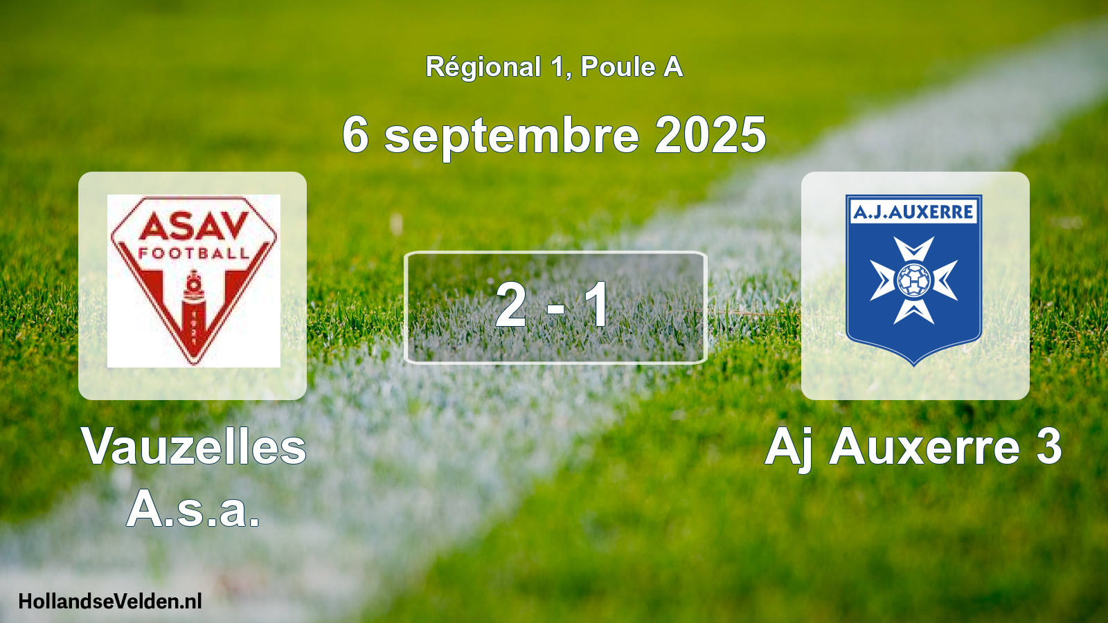 Gespeelde wedstrijd: Vauzelles A.s.a. - Aj Auxerre 3 2 - 1 (6 septembre 2025)