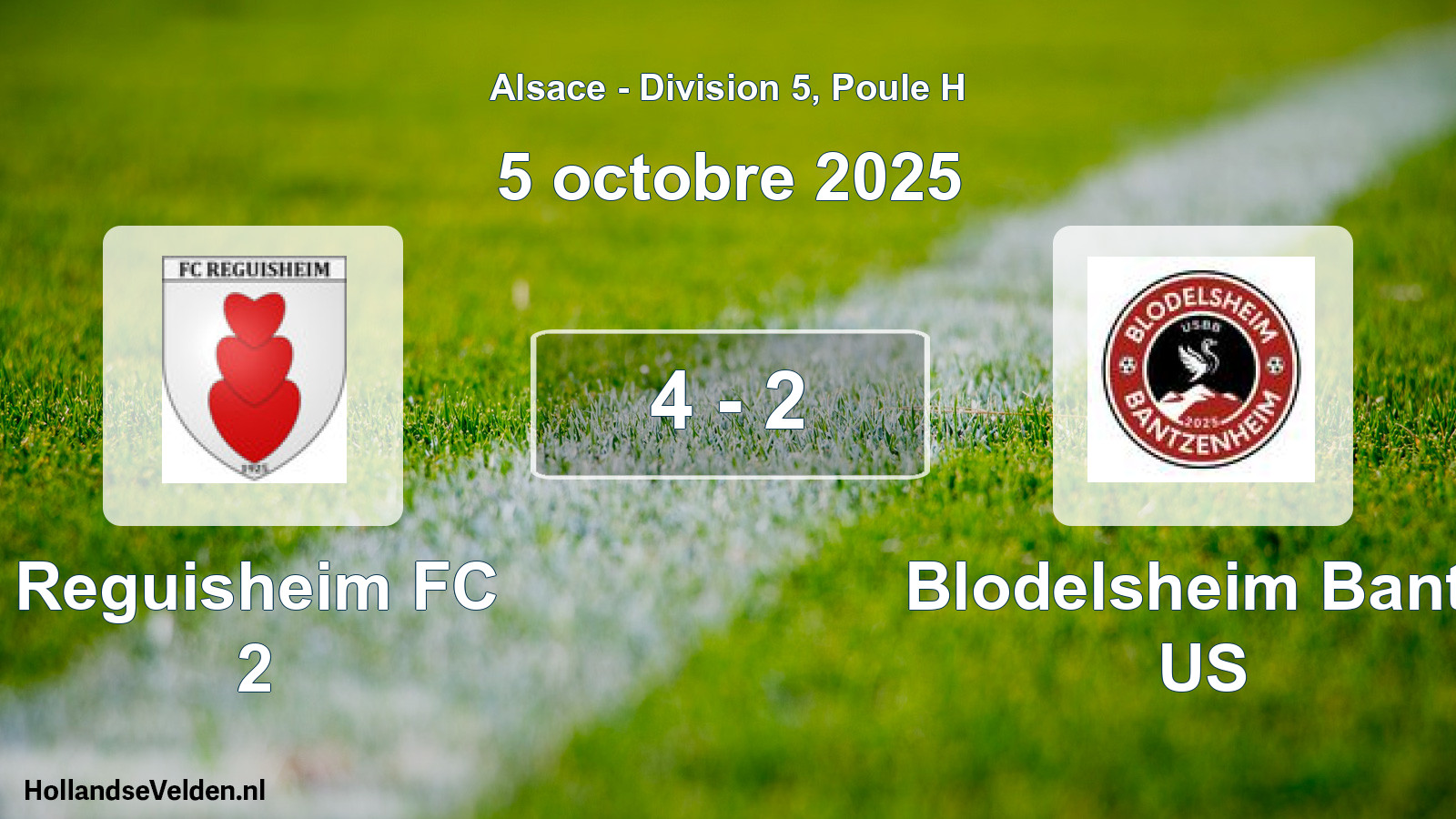 Match joué: Reguisheim FC 2 - Blodelsheim Bantz US 4 - 2 (5 octobre 2025)