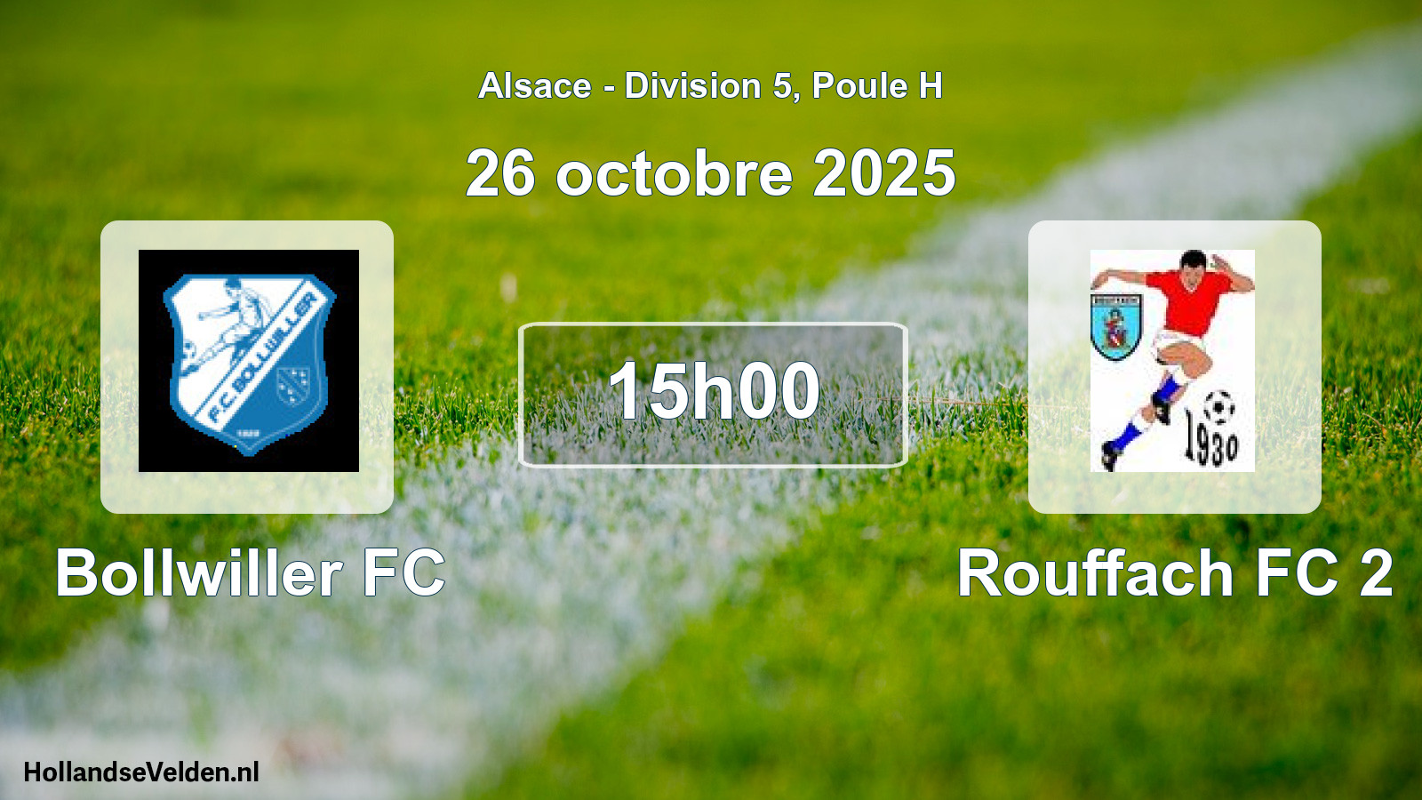 Match programmé: Bollwiller FC - Rouffach FC 2 (26 octobre 2025)