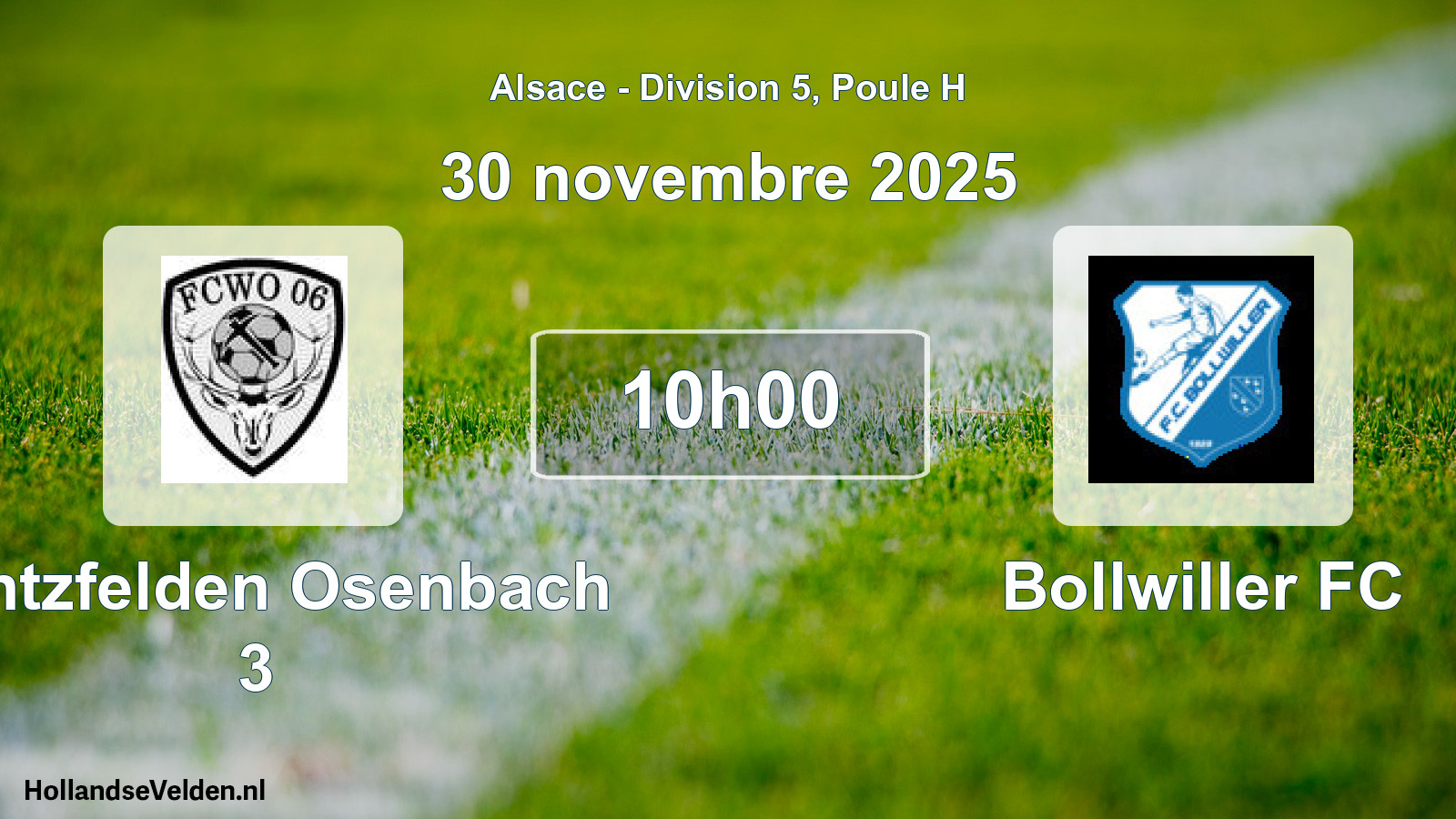 Match programmé: Wintzfelden Osenbach 3 - Bollwiller FC (30 novembre 2025)