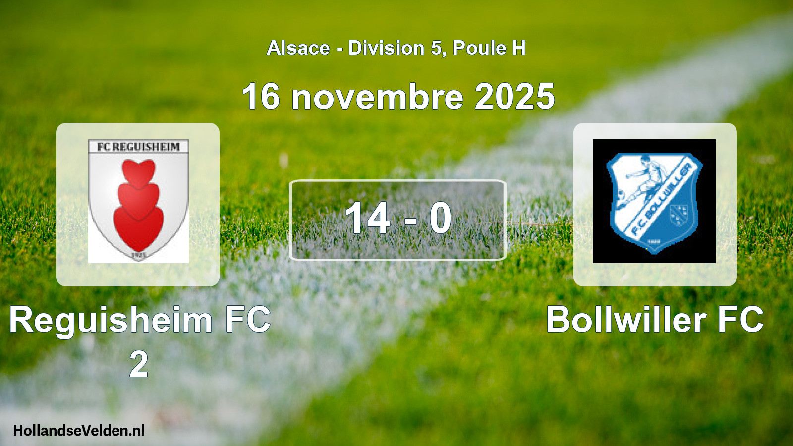 Match joué: Reguisheim FC 2 - Bollwiller FC 14 - 0 (16 novembre 2025)