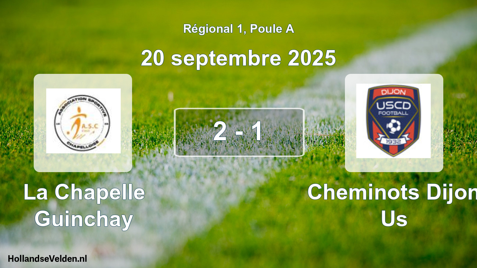 Gespeelde wedstrijd: La Chapelle Guinchay - Cheminots Dijon Us 2 - 1 (20 septembre 2025)
