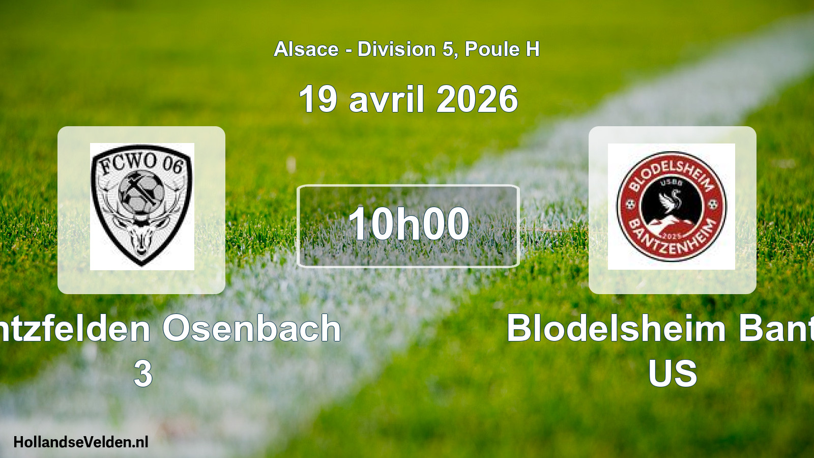 Match programmé: Wintzfelden Osenbach 3 - Blodelsheim Bantz US (19 avril 2026)