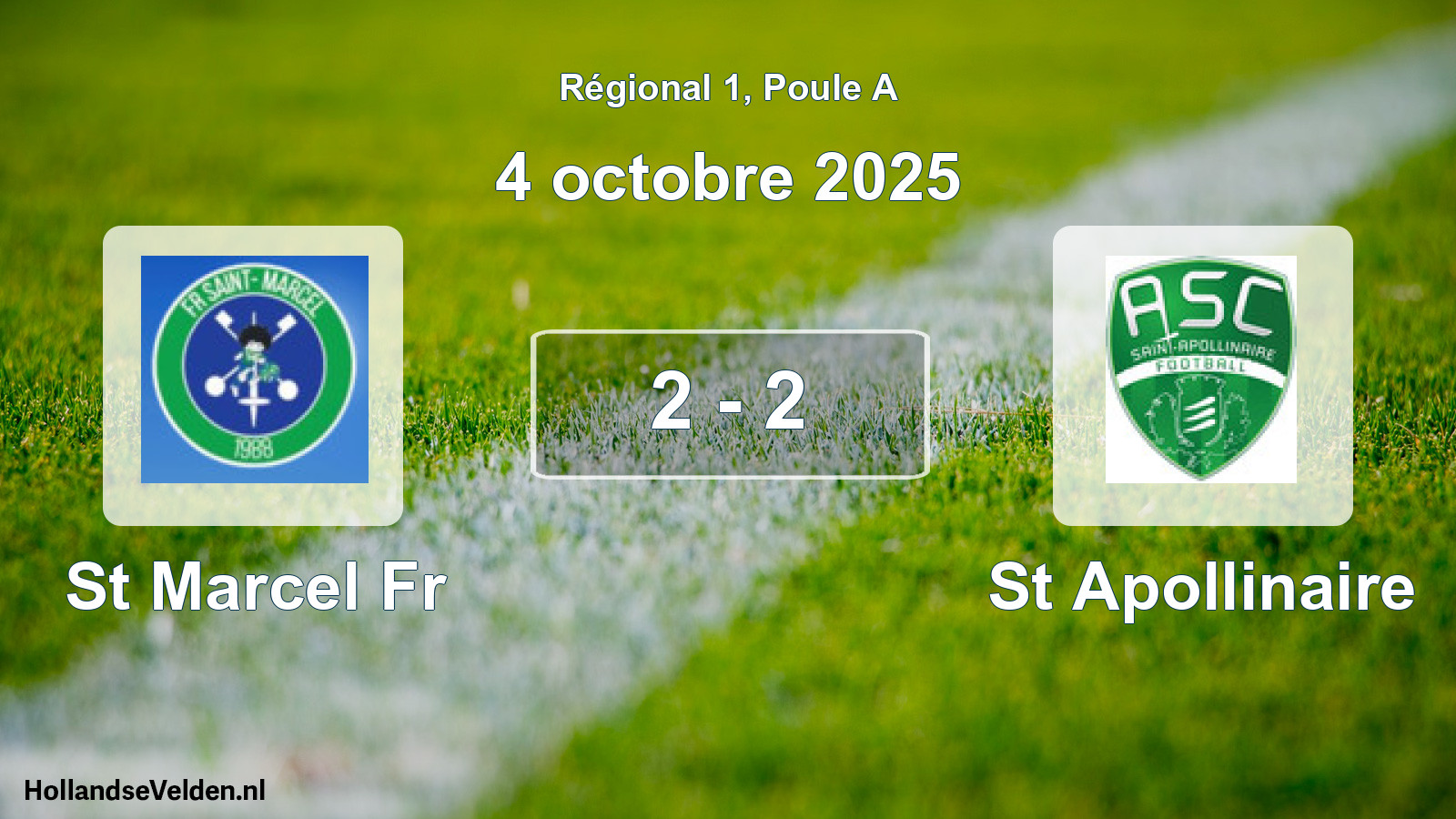 Gespeelde wedstrijd: St Marcel Fr - St Apollinaire 2 - 2 (4 octobre 2025)