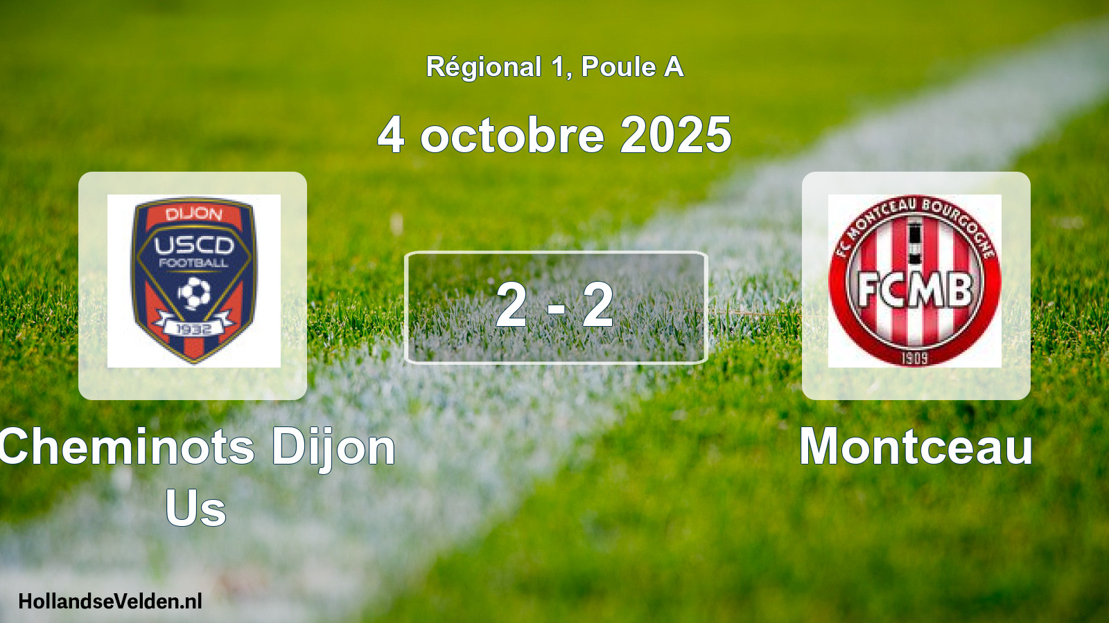 Gespeelde wedstrijd: Cheminots Dijon Us - Montceau 2 - 2 (4 octobre 2025)