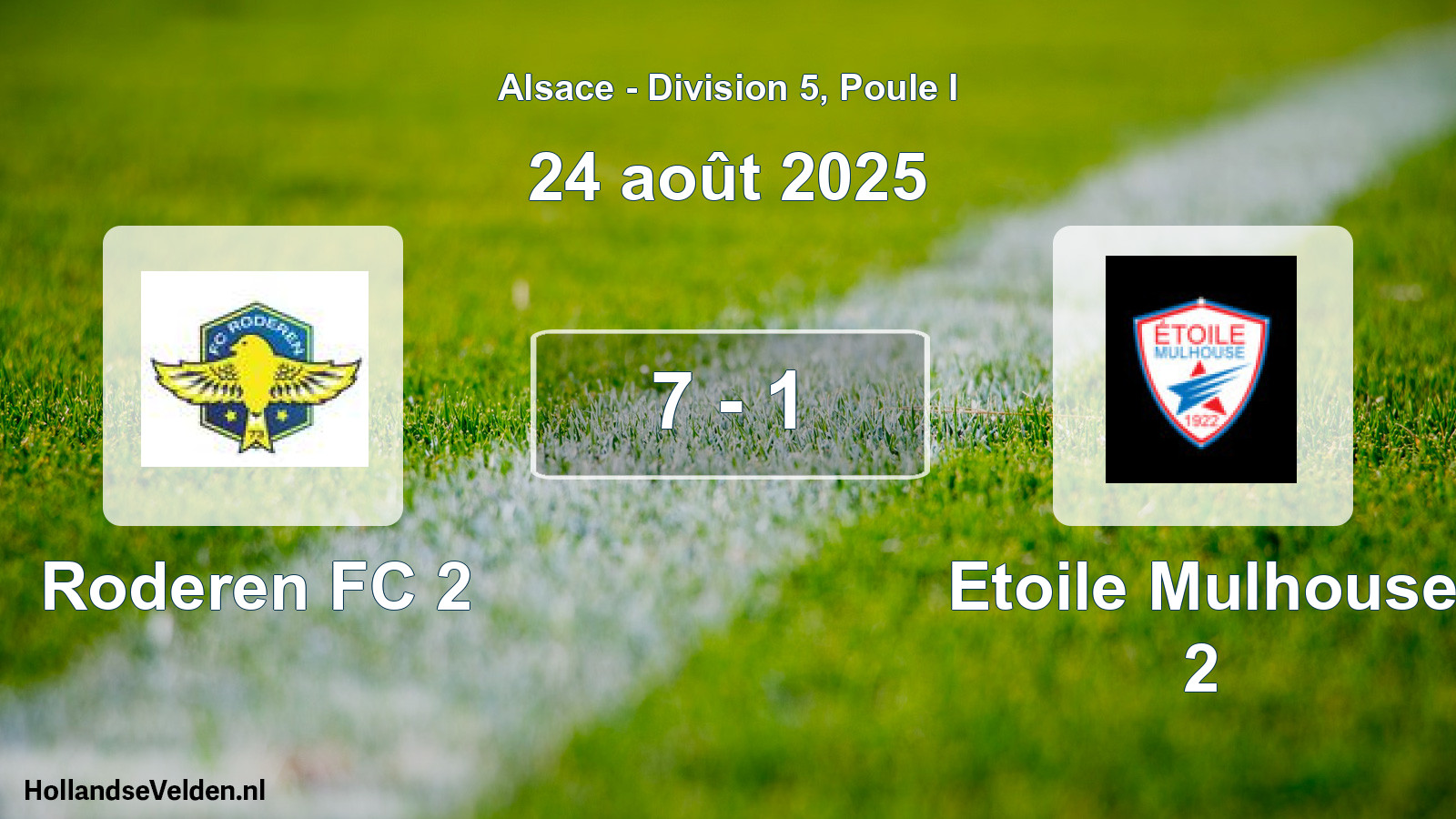 Match joué: Roderen FC 2 - Etoile Mulhouse 2 7 - 1 (24 août 2025)