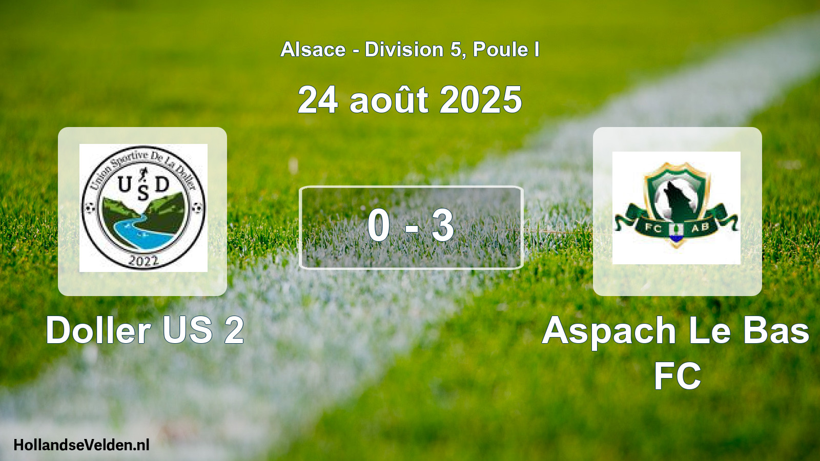 Gespeelde wedstrijd: Doller US 2 - Aspach Le Bas FC 0 - 3 (24 augustus 2025)