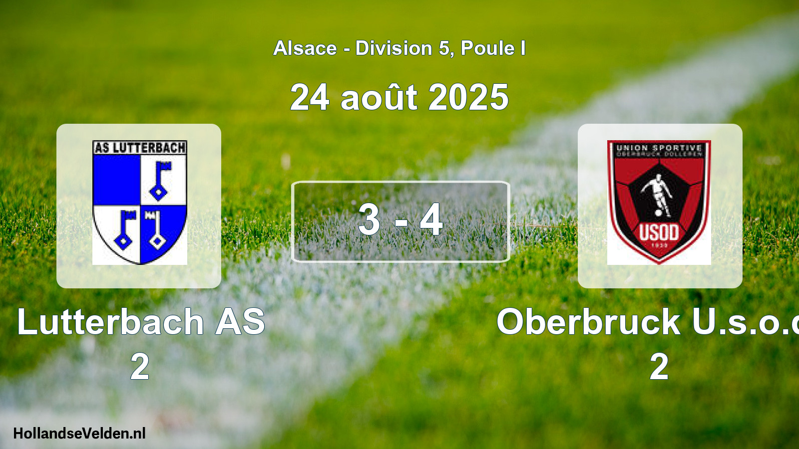 Gespeelde wedstrijd: Lutterbach AS 2 - Oberbruck U.s.o.d. 2 3 - 4 (24 augustus 2025)
