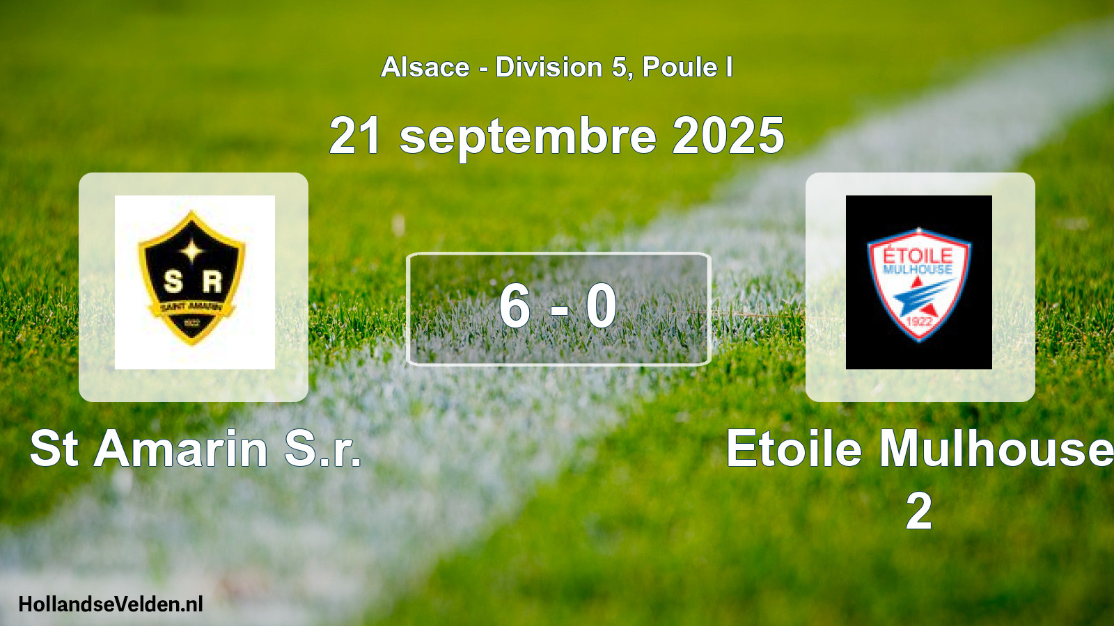 Total number of matches played: St Amarin S.r. - Etoile Mulhouse 2 6 - 0 (21 September 2025)