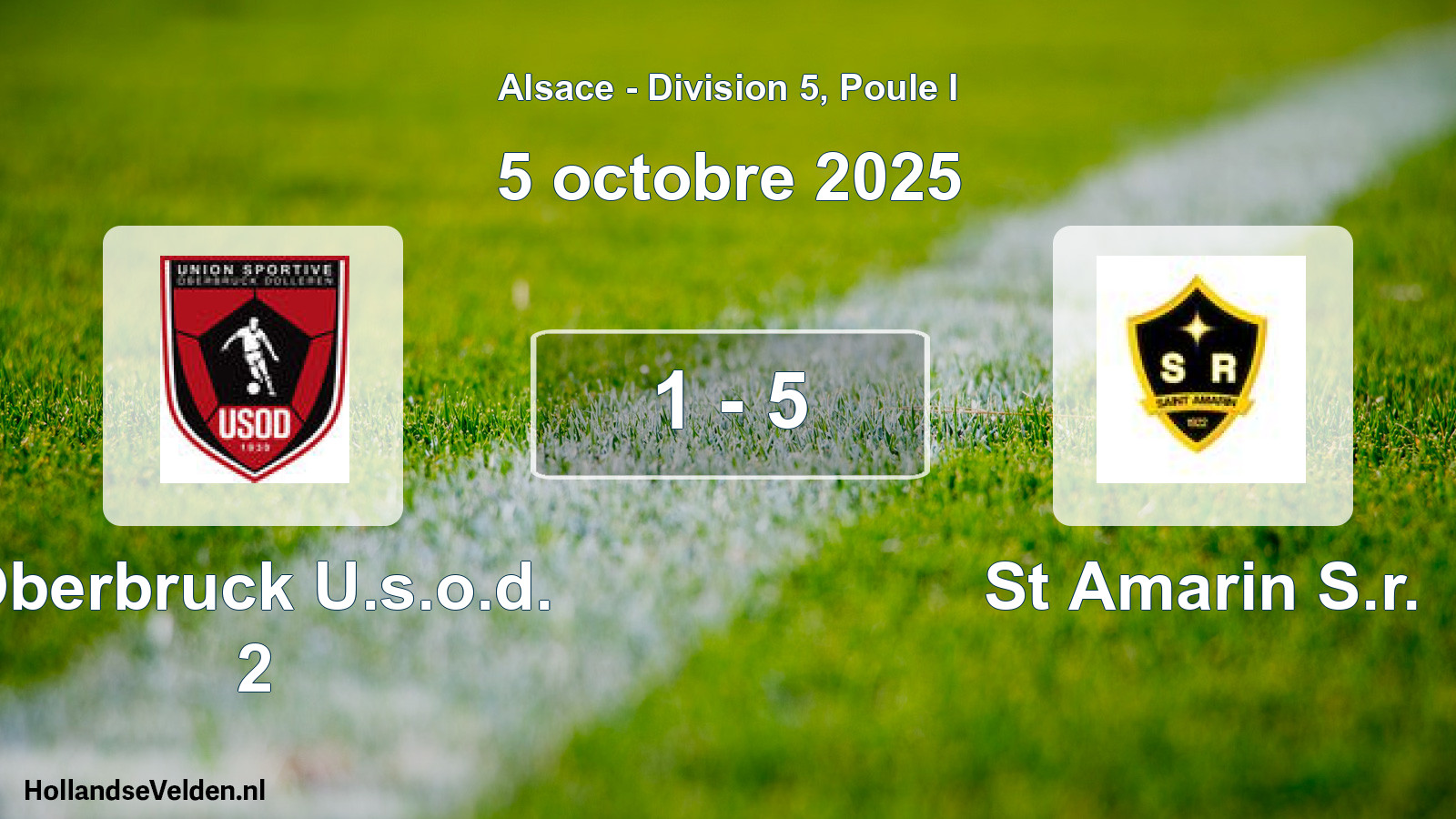 Match joué: Oberbruck U.s.o.d. 2 - St Amarin S.r. 1 - 5 (5 octobre 2025)