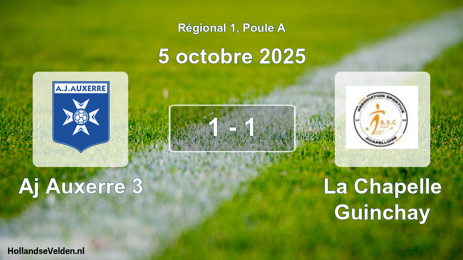 Gespeelde wedstrijd: Aj Auxerre 3 - La Chapelle Guinchay 1 - 1 (5 octobre 2025)